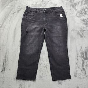 NEW Time and Tru Jeans Womens 20 Faded Black High Rise Capri Raw‎ Hem Side Slit